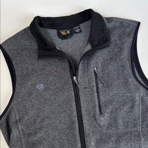 Mountain Hardwear Wool Blend Full Zip Vest Fleece Collar Gray Black Soft Mens XL